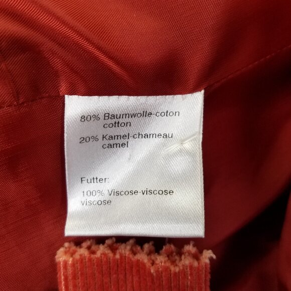 Akris Blazer Jacket Womens 8 Button Up Corduroy Crop Orange Coral Collared Camel - Picture 13 of 16